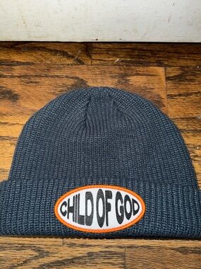 Kids' Dark Gray Knit Beanie with Logo Patch